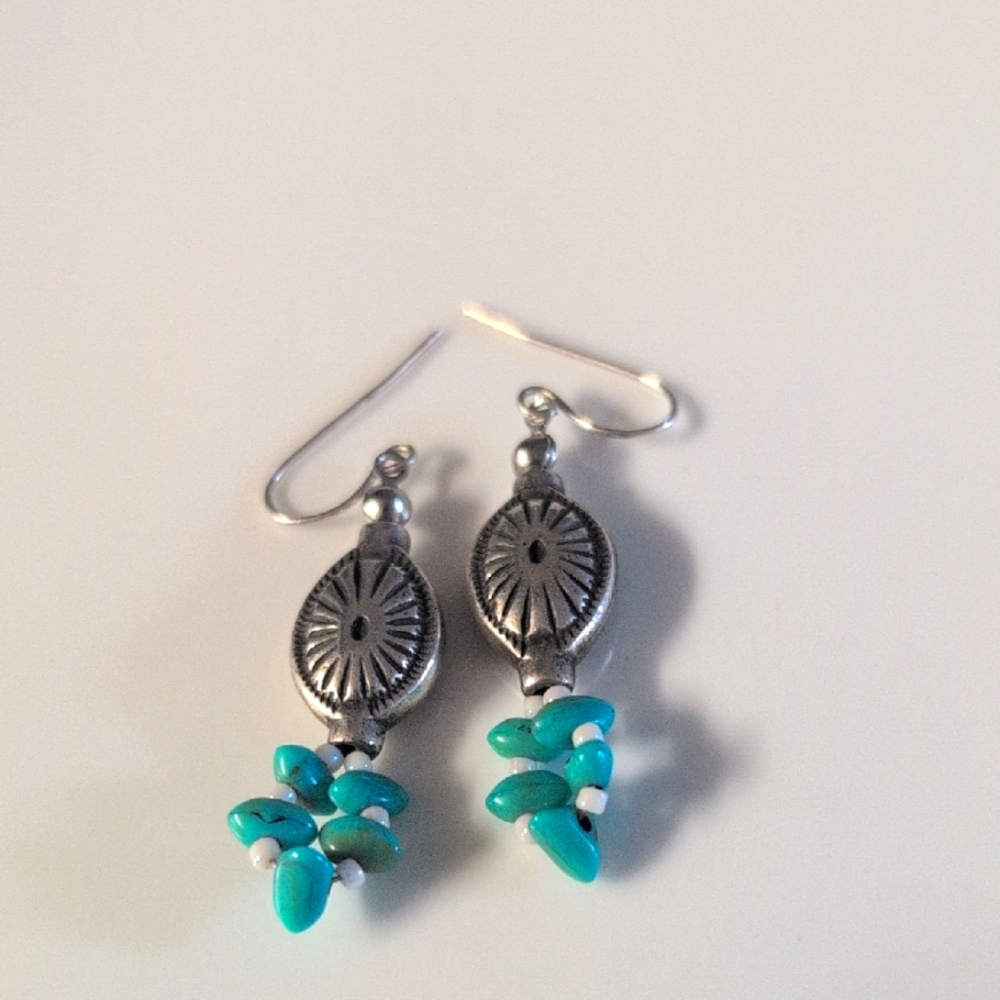 VTG Silver Tone Turquoise Earings